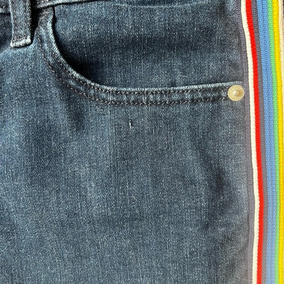 Express Shorty Relaxed Low Rise Denim Shorts With Rainbow Stripe - Picture 2 of 6